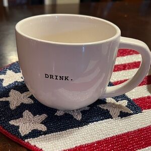 Rae Dunn DRINK Coffee Mug Cup Typewriter Font Artisan Collection by Magenta